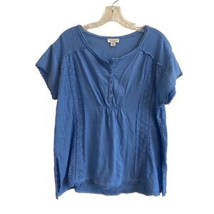 Sundance Nero Eyelet Tee Shirt Sky Blue Top Small